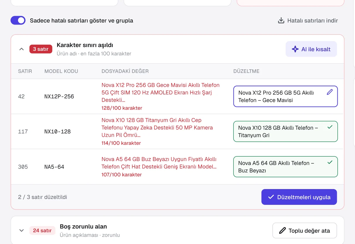 Yüzlerce ürünü hatasız içeri almak